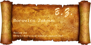 Borovics Zakeus névjegykártya